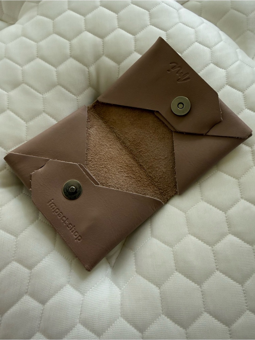 Leather Envelope Card Holder - Dusty Pink